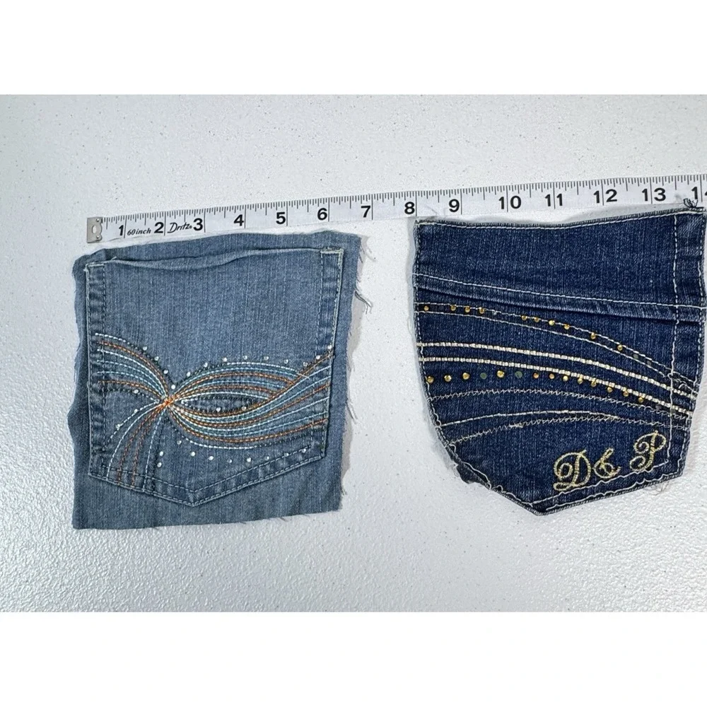 10 Denim Jean Back Pockets 5 Pairs Embroidered Rhinestone Crafts Sewing Upcycle